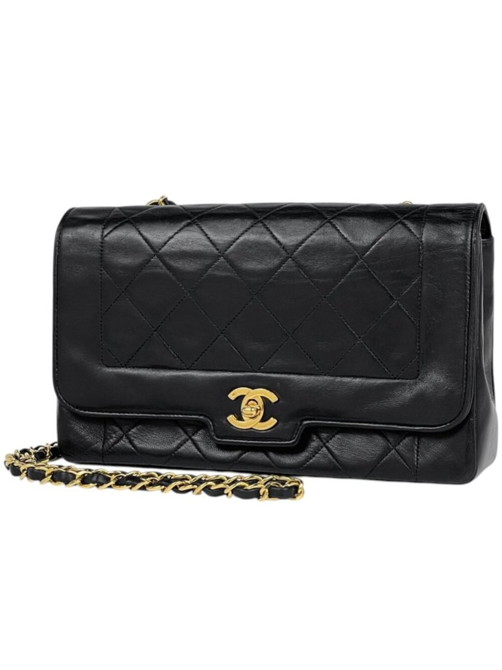 Chanel Shoulder Bag CC Logo Quilted Leather Black